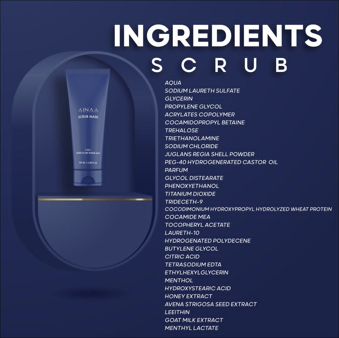 Ainaa Beauty, Scrub Mask, Honey & Oat, 100 ml