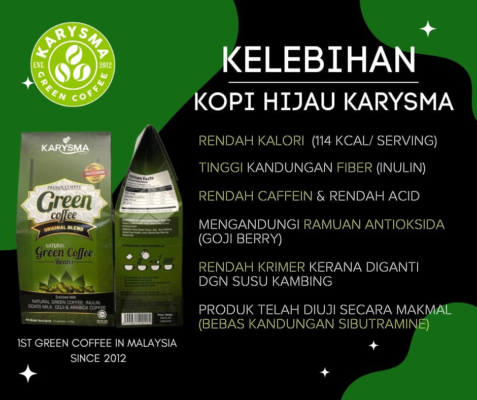 Karysma, Green Coffee Original Blend, 15 sachets x 25 g