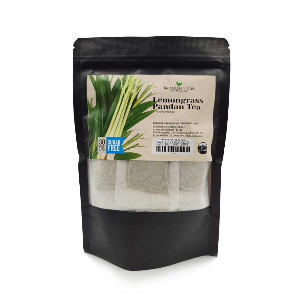 Barakah Herbs, Lemongrass Pandan Tea (Teh Serai Pandan), 30 sac x 3 g