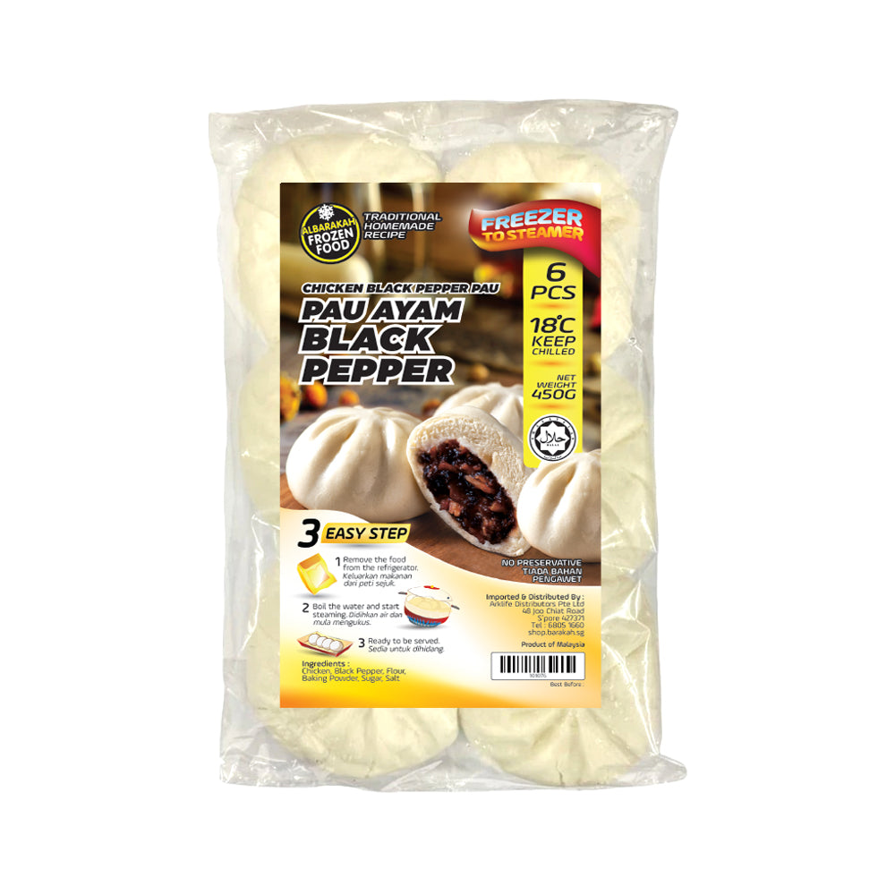 Al Barakah Frozen, Pau Ayam Black Pepper, 6 pcs