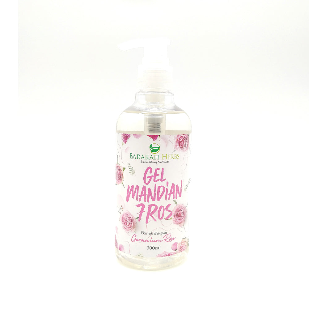 Barakah Herbs, Gel Mandian 7 Ros, 300 ml