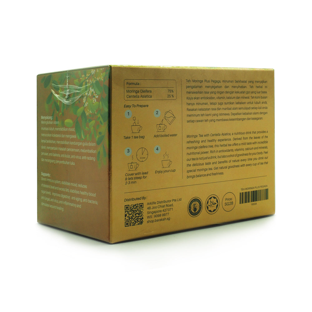 Global Herbs, Teh Moringa Plus Pegaga, 20 sachets x 40 g