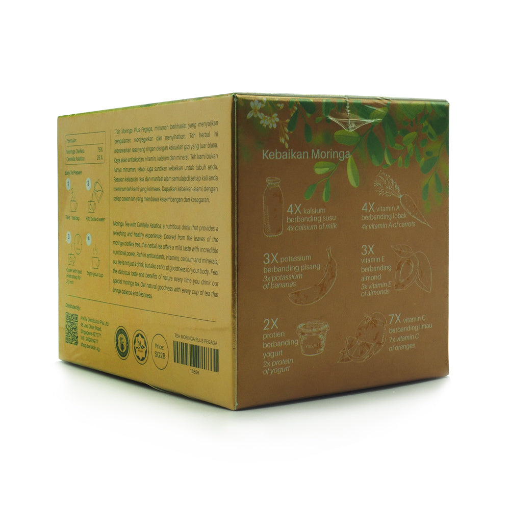 Global Herbs, Teh Moringa Plus Pegaga, 20 sachets x 40 g