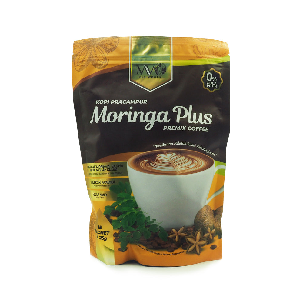 Mia World, Kopi Pracampur Moringa Plus, 15 sachet x 25 g