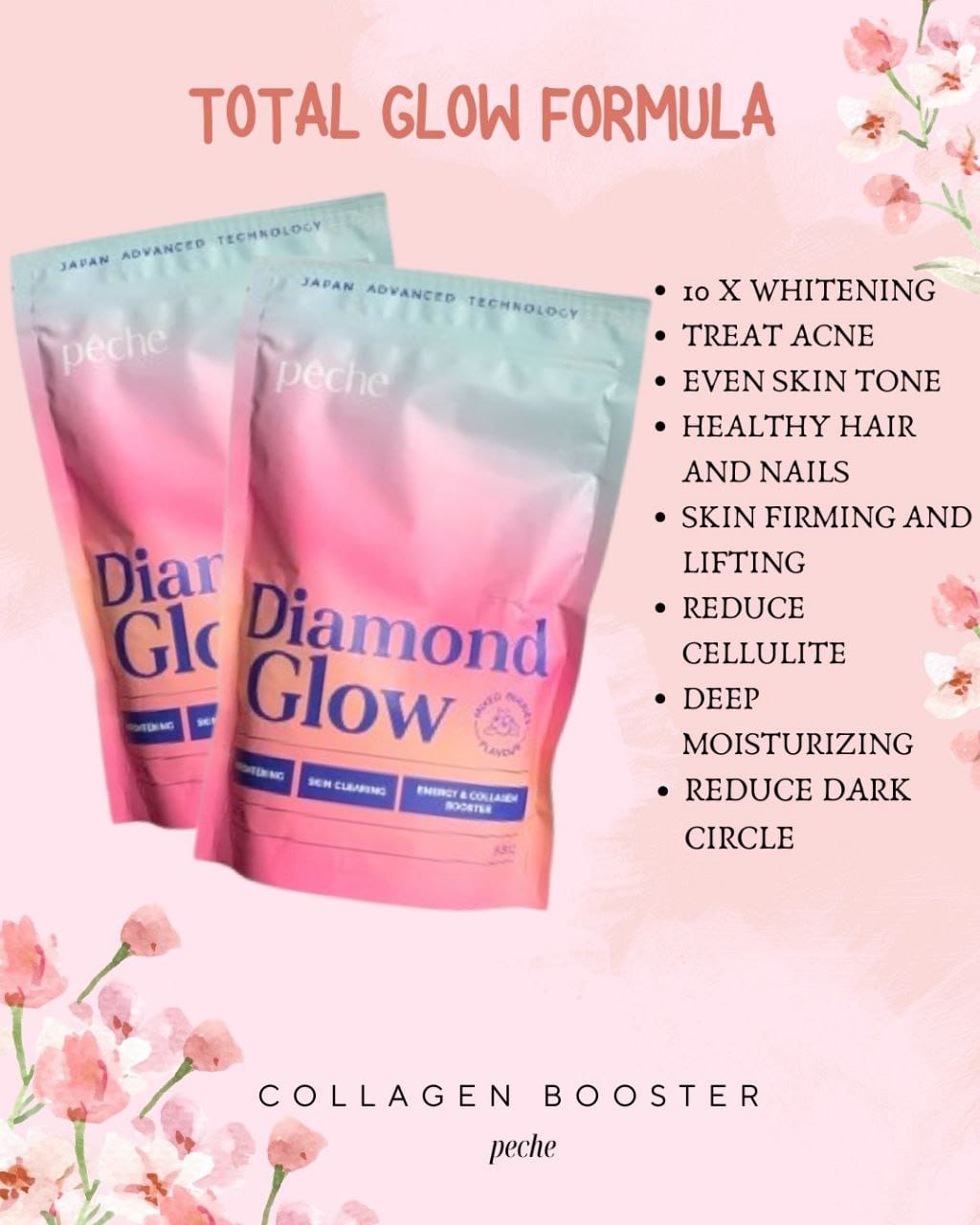 (NEW PACKAGING) PECHE, Diamond Glow, Whitening & Energy Booster