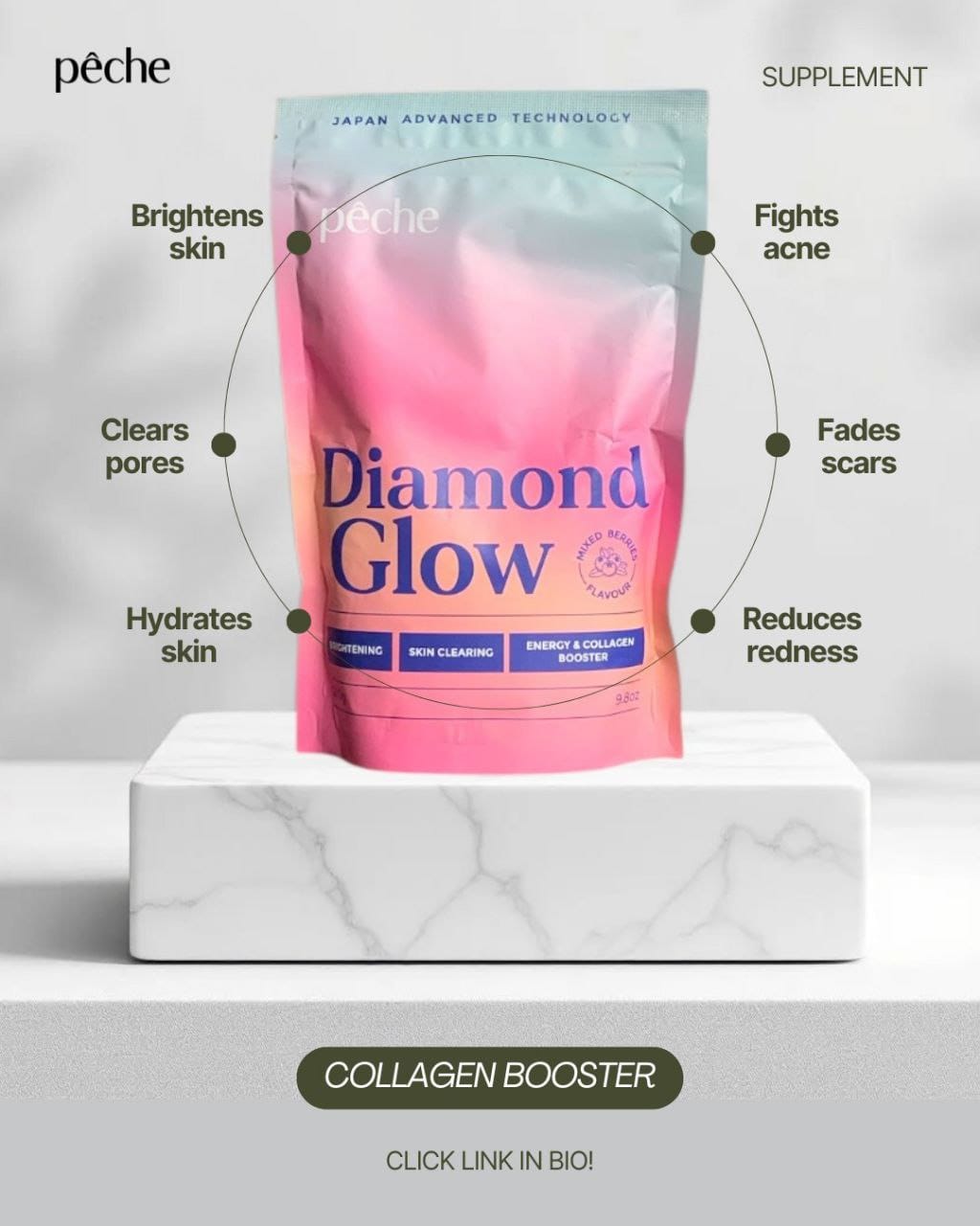 (NEW PACKAGING) PECHE, Diamond Glow, Whitening & Energy Booster