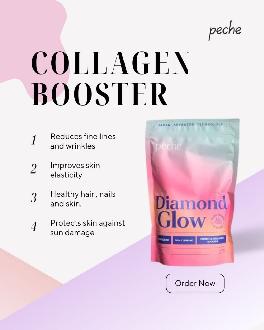 (NEW PACKAGING) PECHE, Diamond Glow, Whitening & Energy Booster