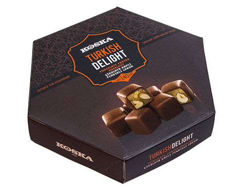 Koska, Chocolate Coated Turkish Delight with Hazelnut, 140g