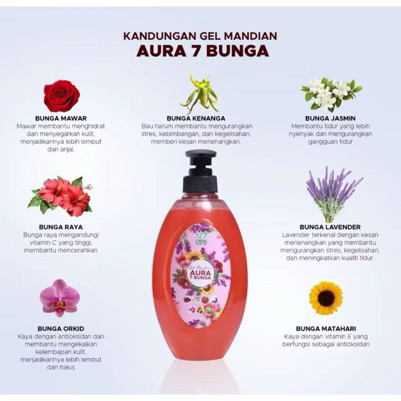 D'herbs, Gel Mandian, Aura 7 Bunga, 500 ml