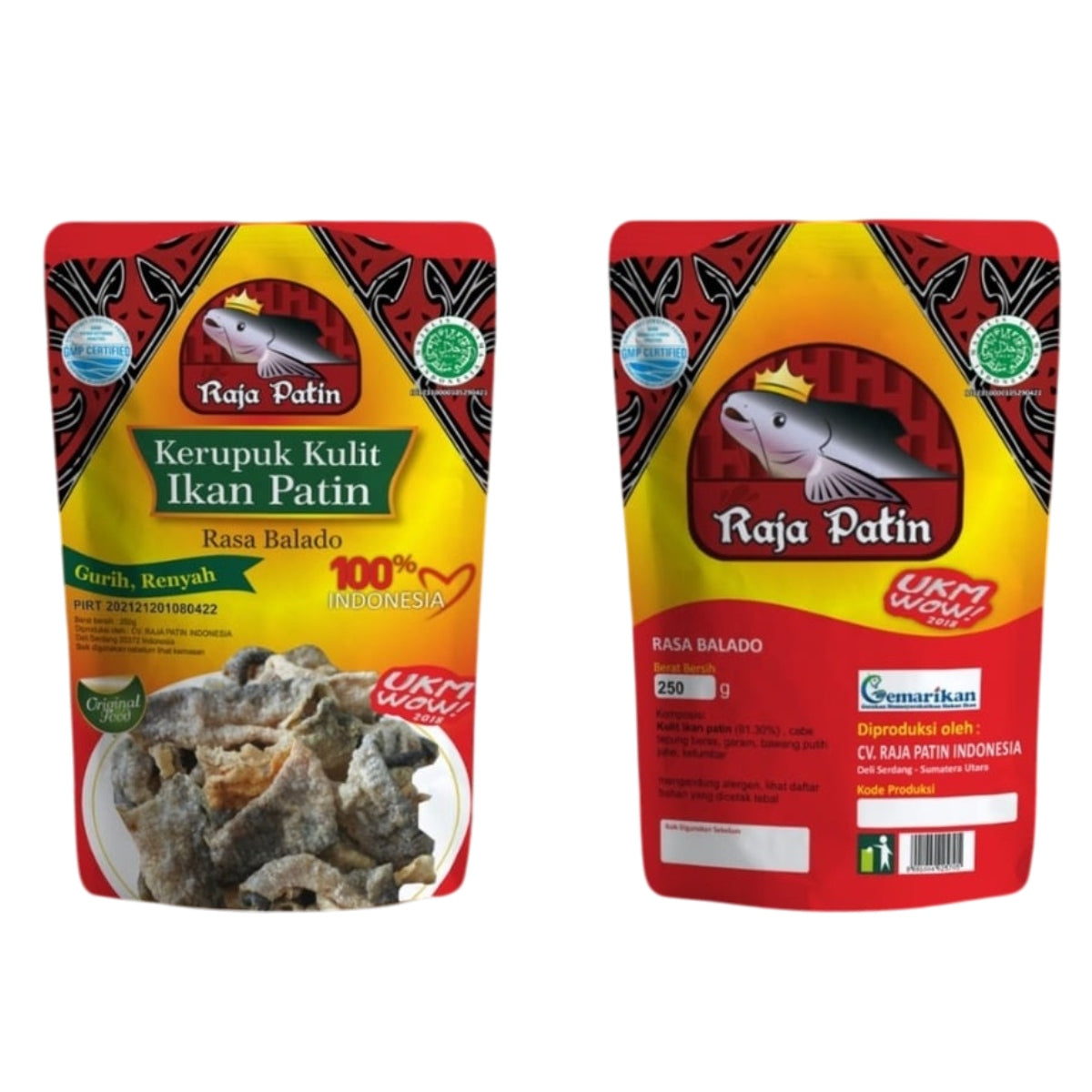Raja Patin, Kerupuk Kulit Ikan Patin, Rasa Balado, 100 g