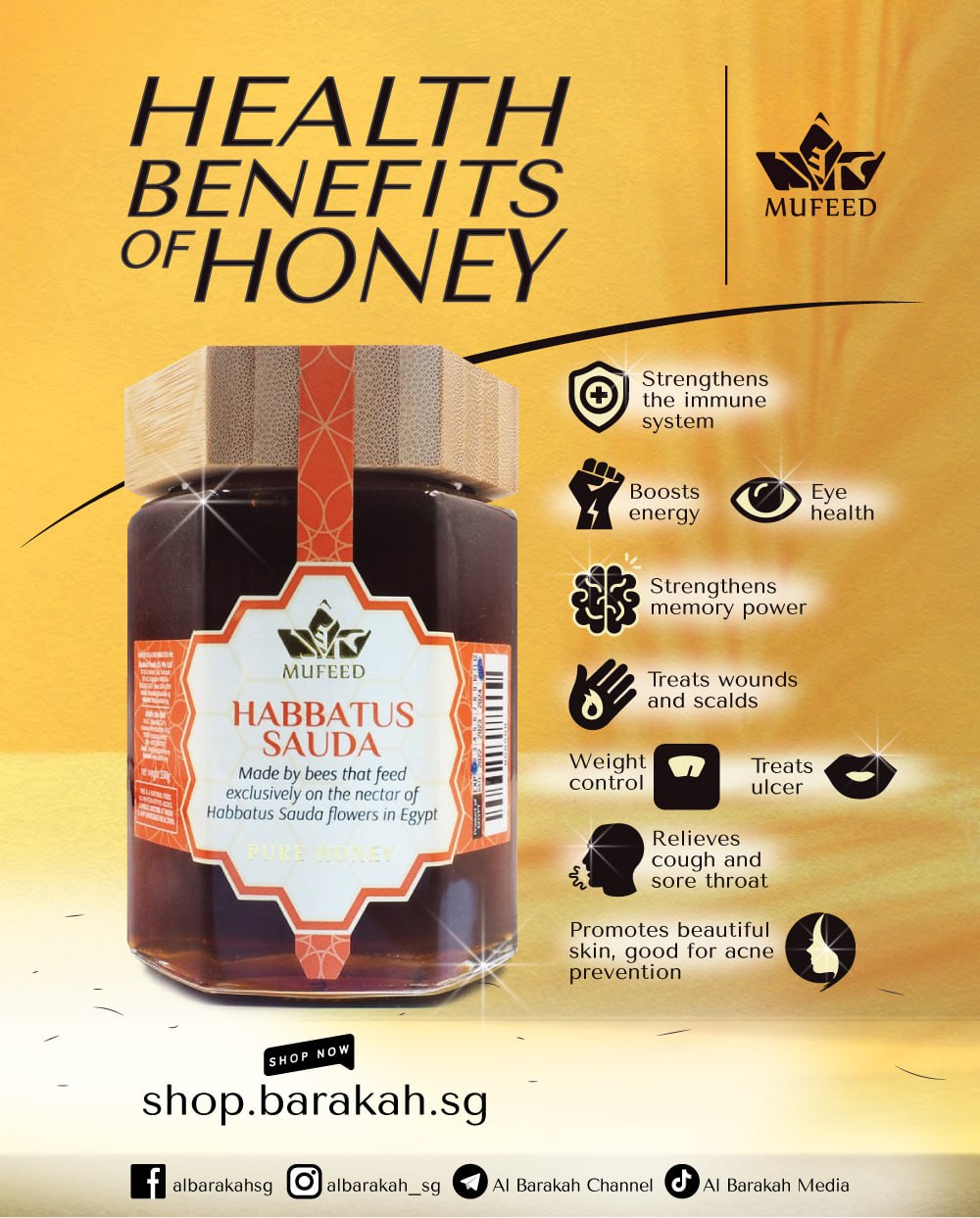Mufeed, Habbatus Sauda Pure Honey, 350 g