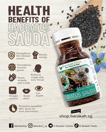 Barakah Herbs, Habbatus Sauda, with Propolis + Zaitun, 100 capsules