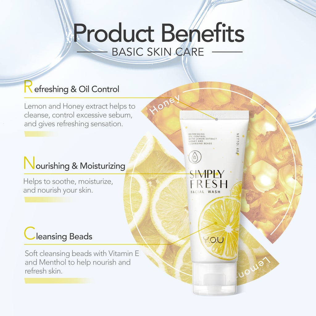 Y.O.U ,  Simply Fresh Facial Wash Lemon Extract, 100 G