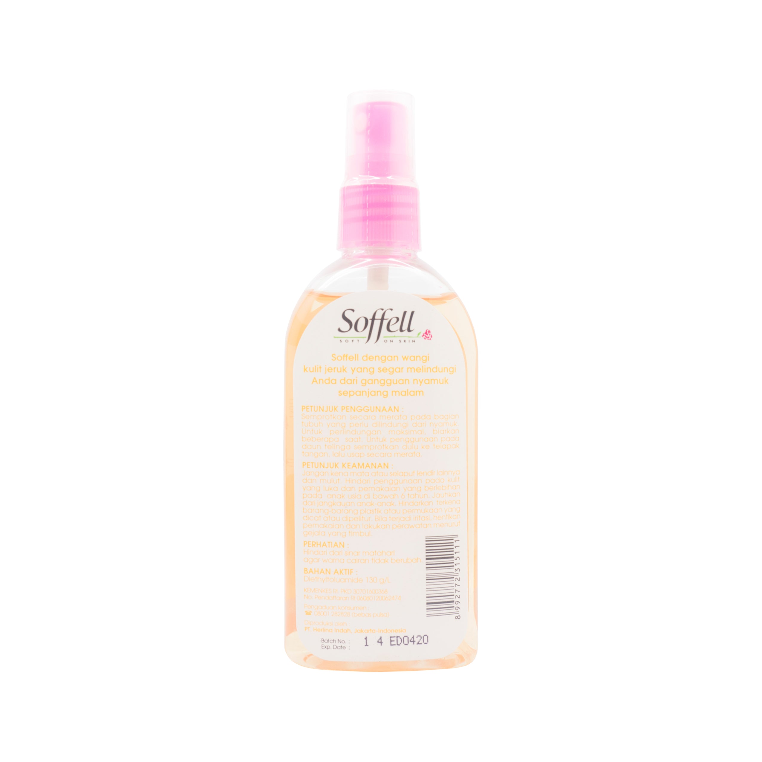 Soffell, Mosquito Repellent Spray, Kulit Jeruk, 80 ml