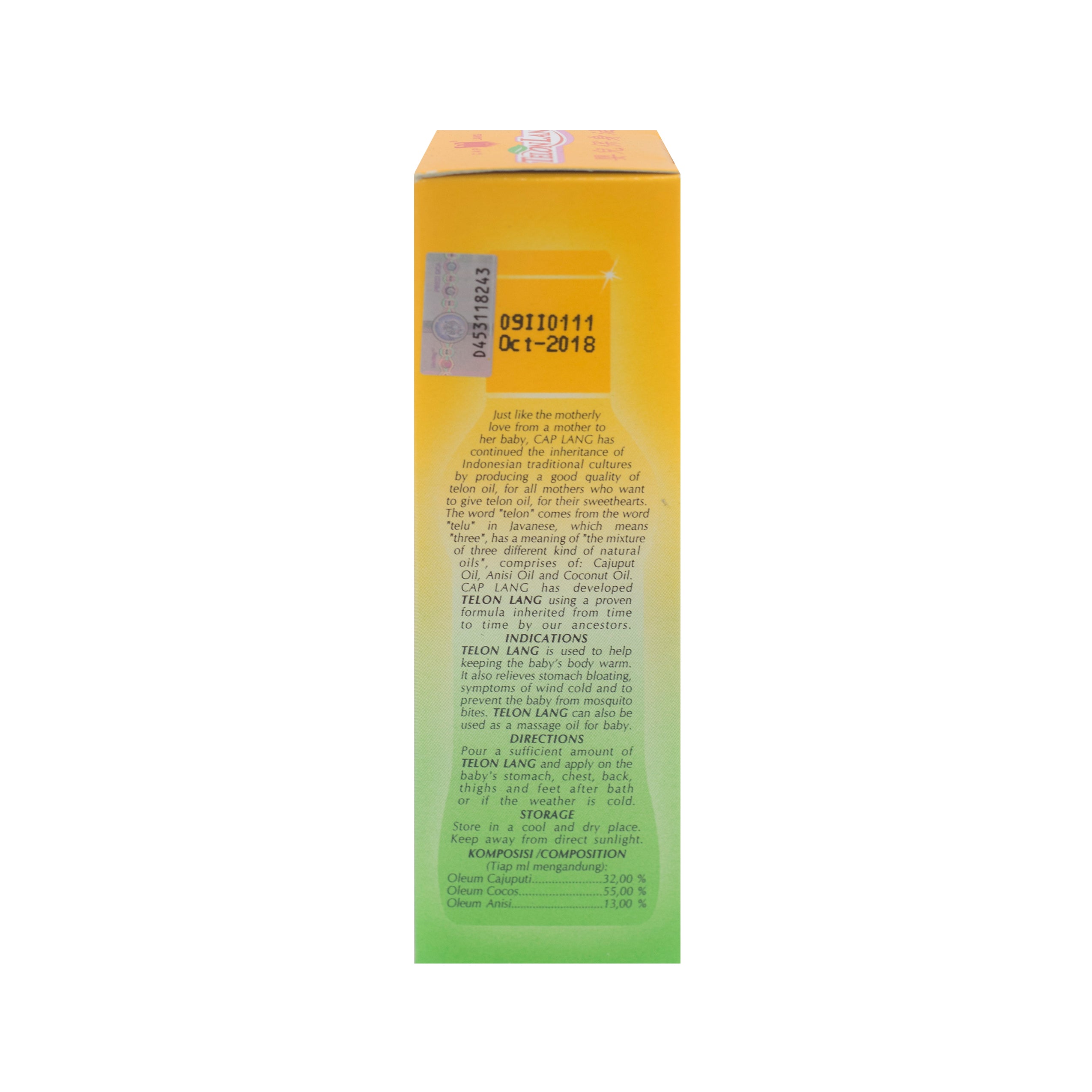 Cap Lang, Minyak Telon Lang, 60 ml