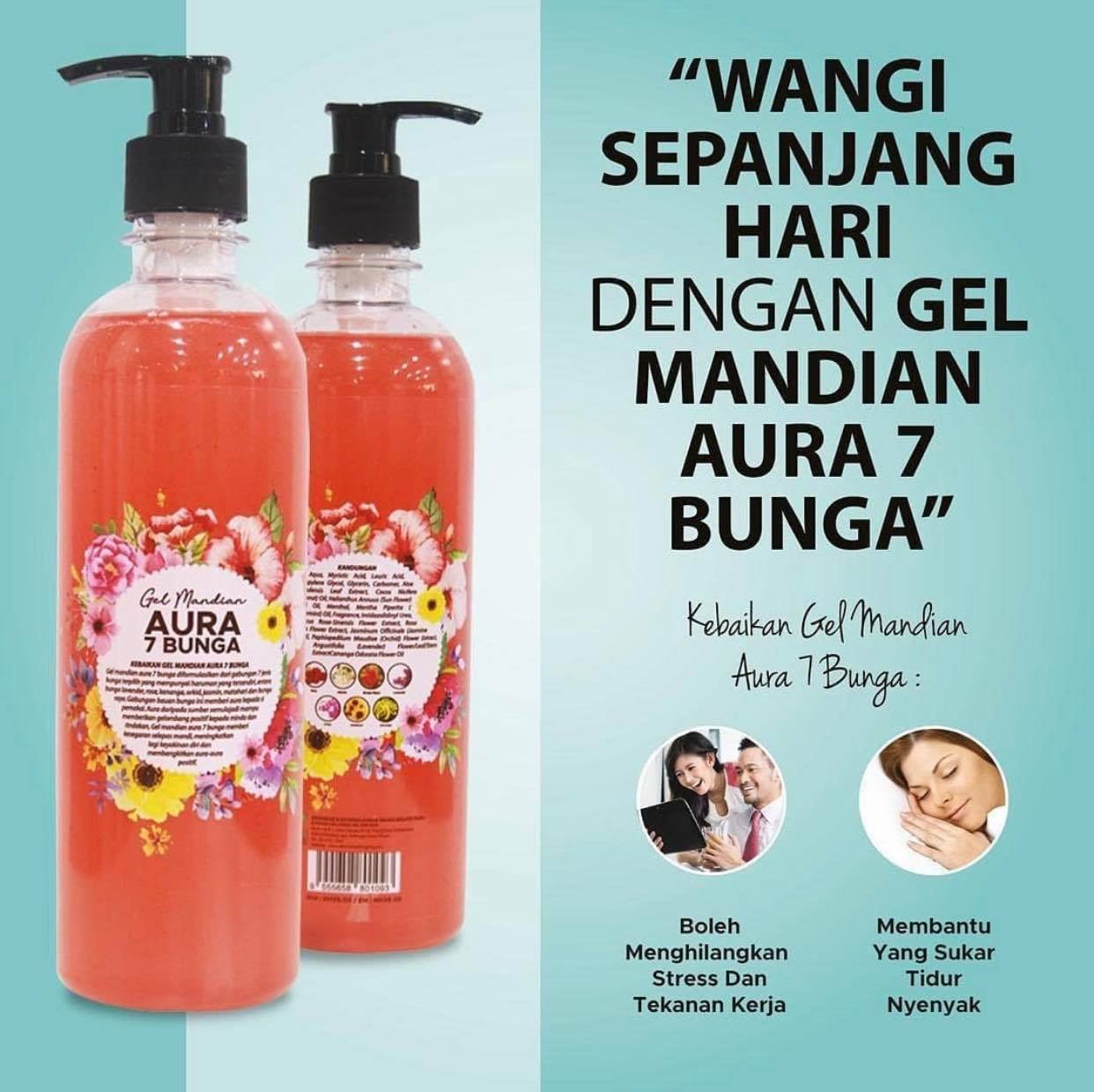 D'herbs, Gel Mandian, Aura 7 Bunga, 500 ml