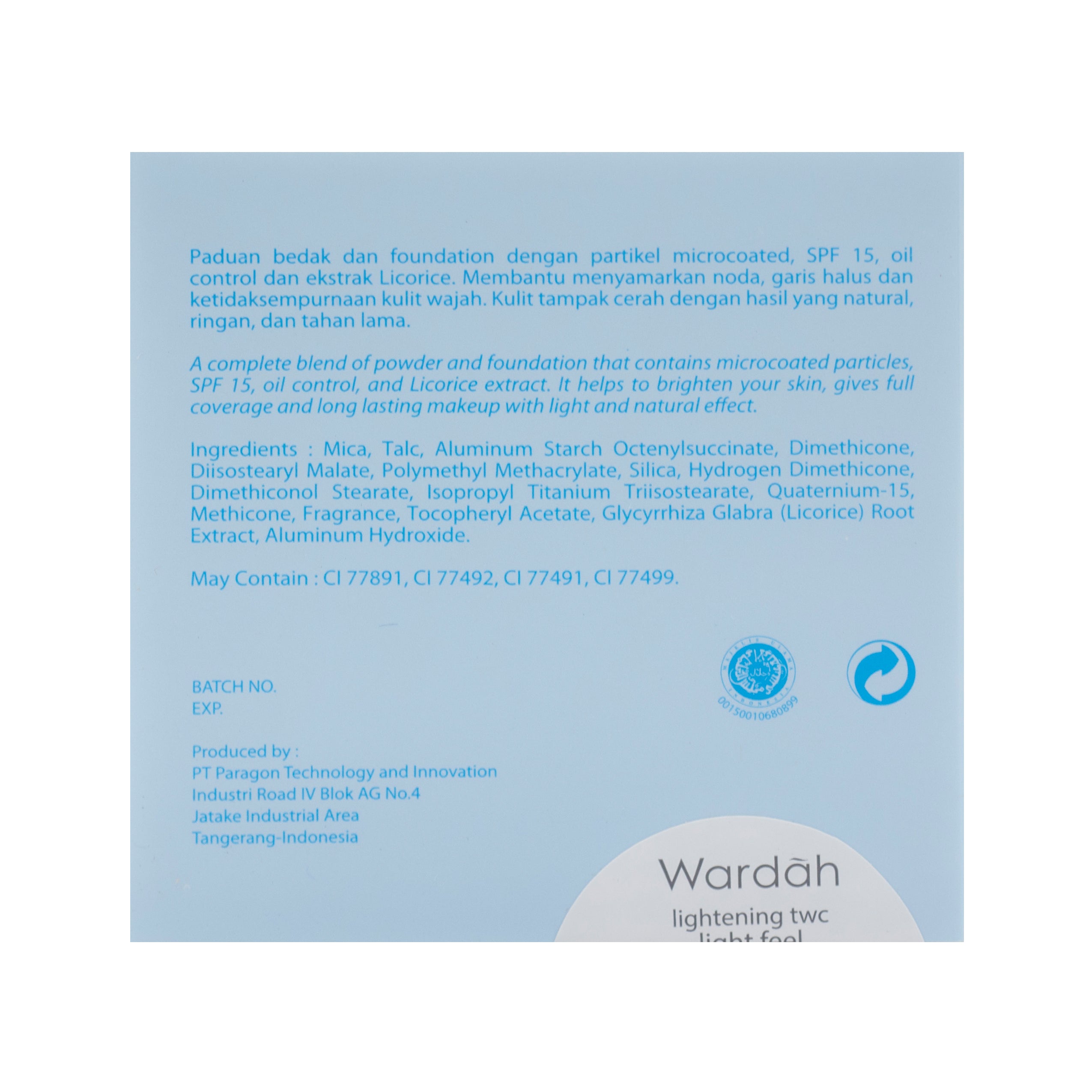 Wardah Lightening Powder Foundation Light Feel Twc 04 Natural 12 G