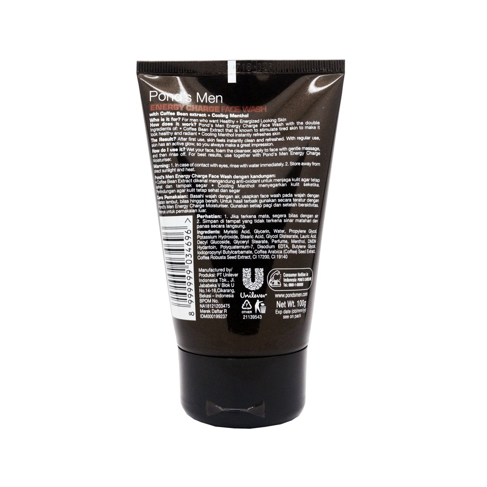 Pond's, Men Energy Charge Whitening + Anti-Dullness Facial Foam, 100G