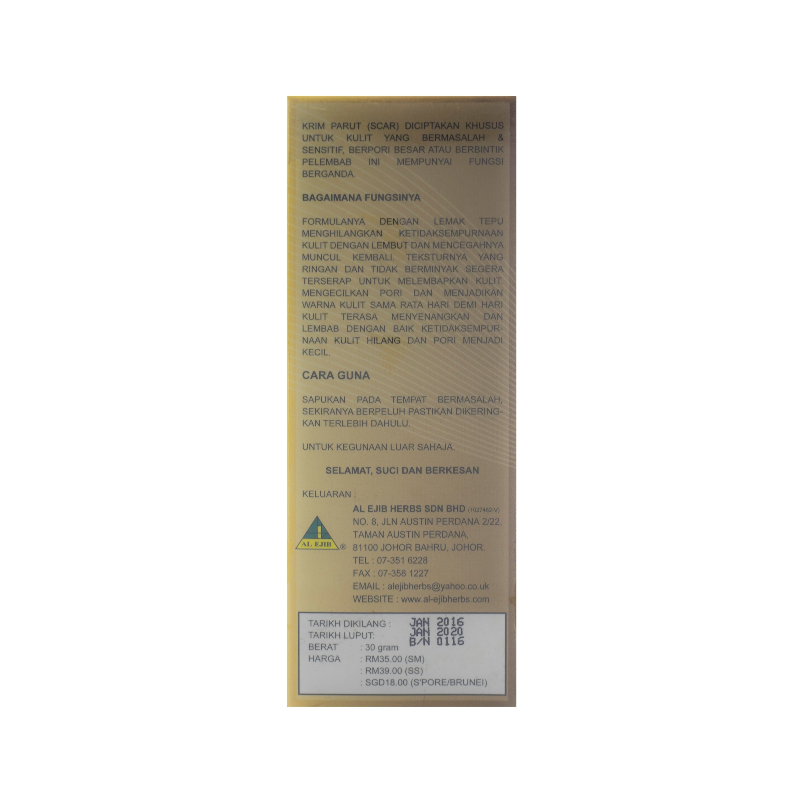 Al Ejib, Krim Parut Scar, 30 g