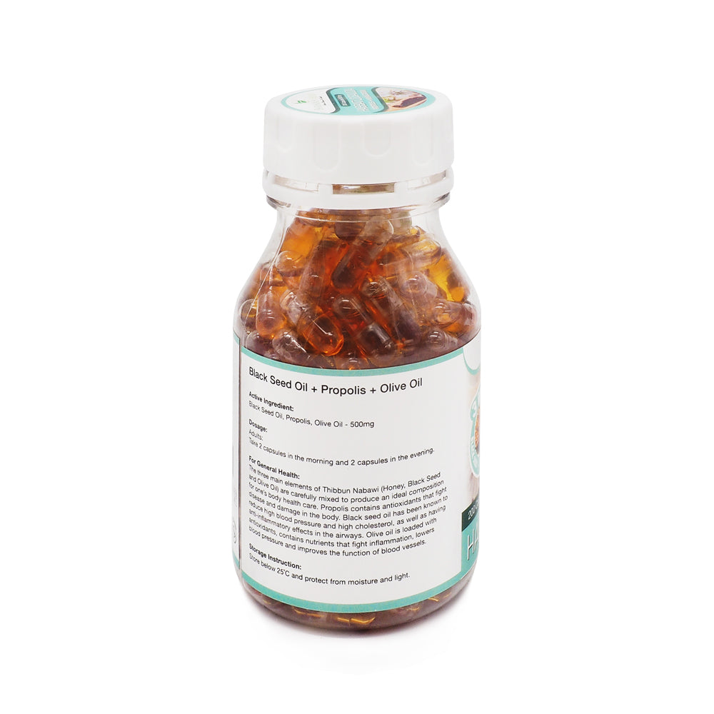Barakah Herbs, Habbatus Sauda, with Propolis + Zaitun, 200 capsules