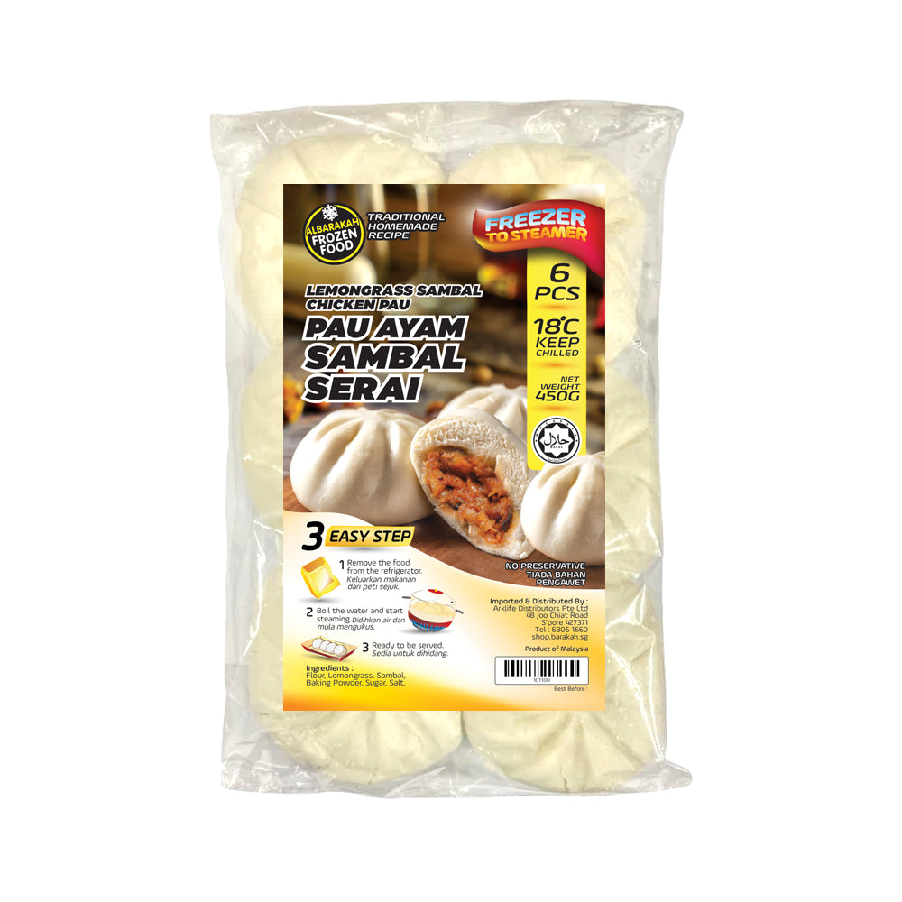 Al Barakah Frozen, Pau Ayam Sambal Serai, 6 pcs