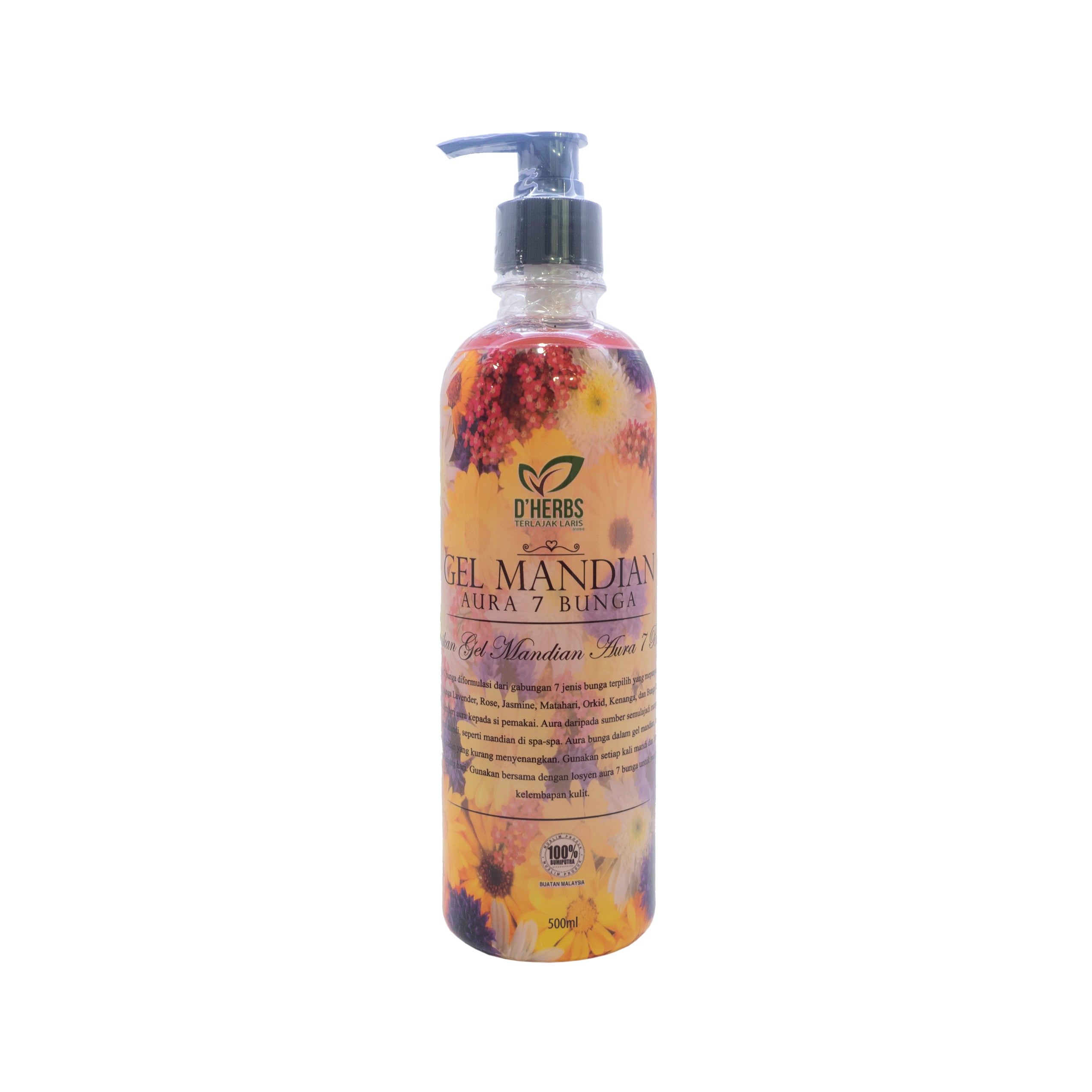 D'herbs, Gel Mandian, Aura 7 Bunga, 500 ml