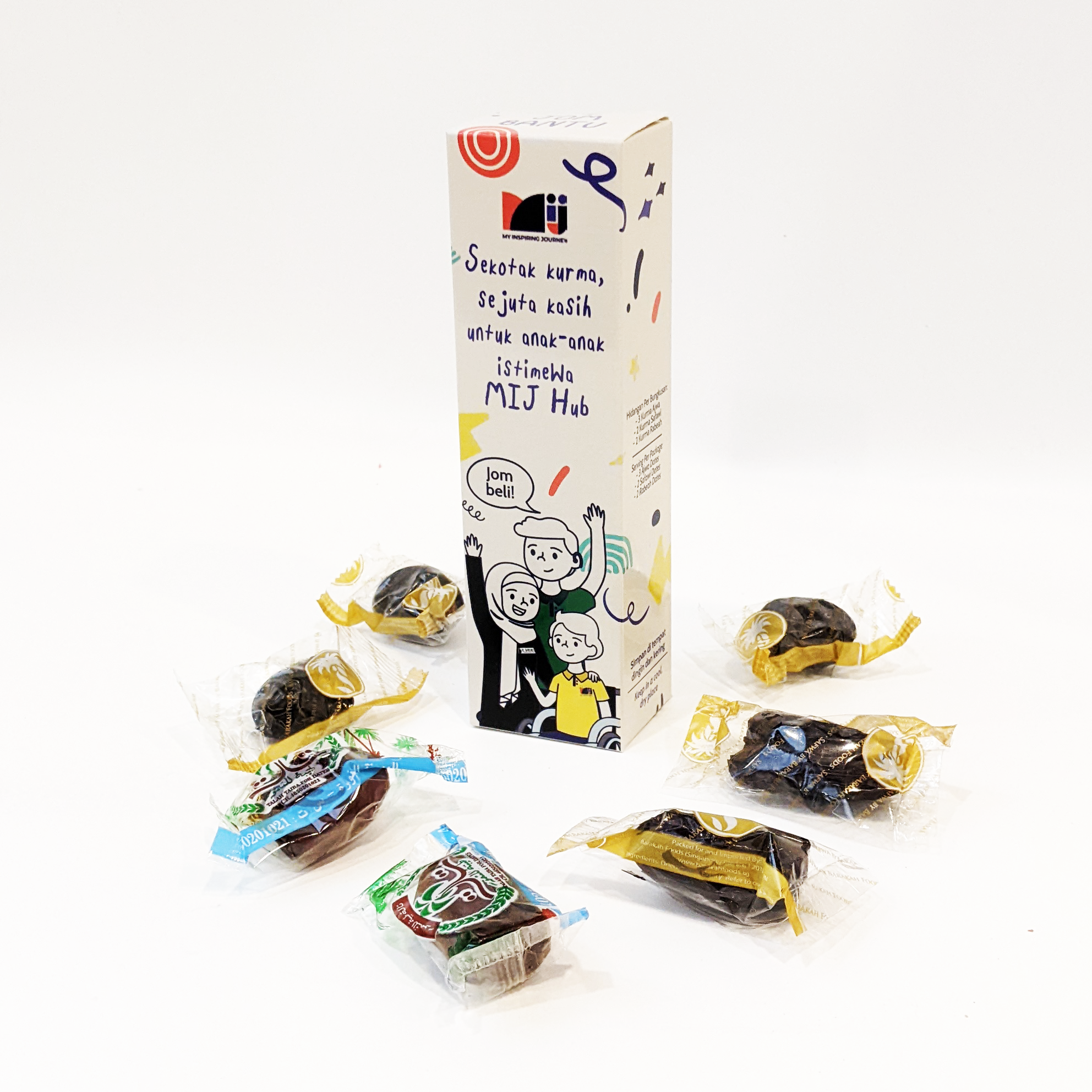 MiJ Hub, Assorted Individually Wrapped Dates, 7 pcs