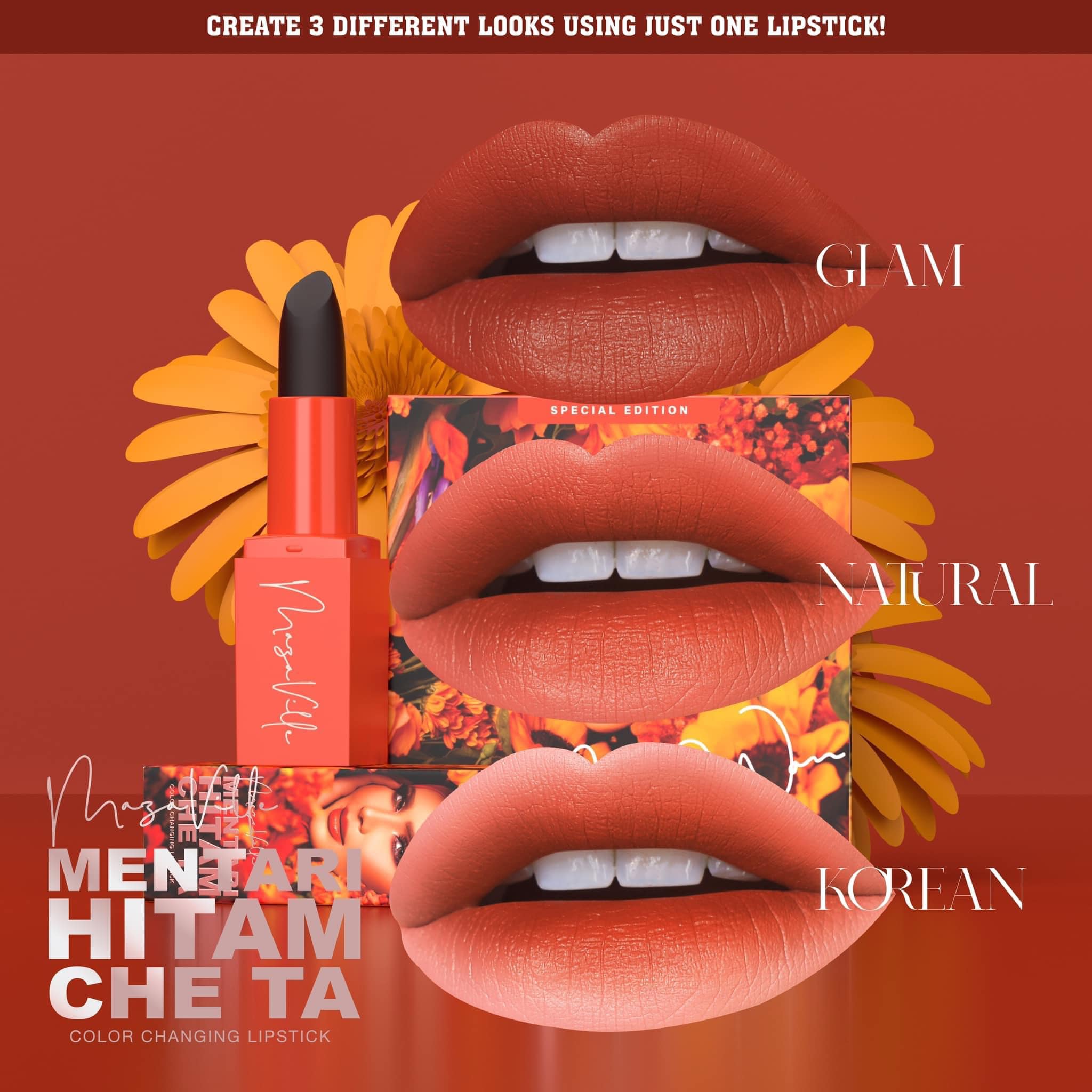 Maza Ville, Mentari Hitam Che Ta, Color Changing Lipstick, Sunset