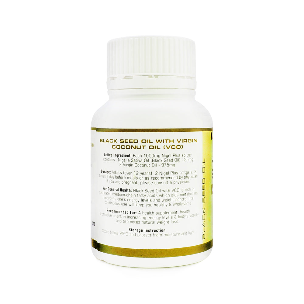 Nigel Plus, Black Seed Plus Virgin Coconut Oil, 60 softgels