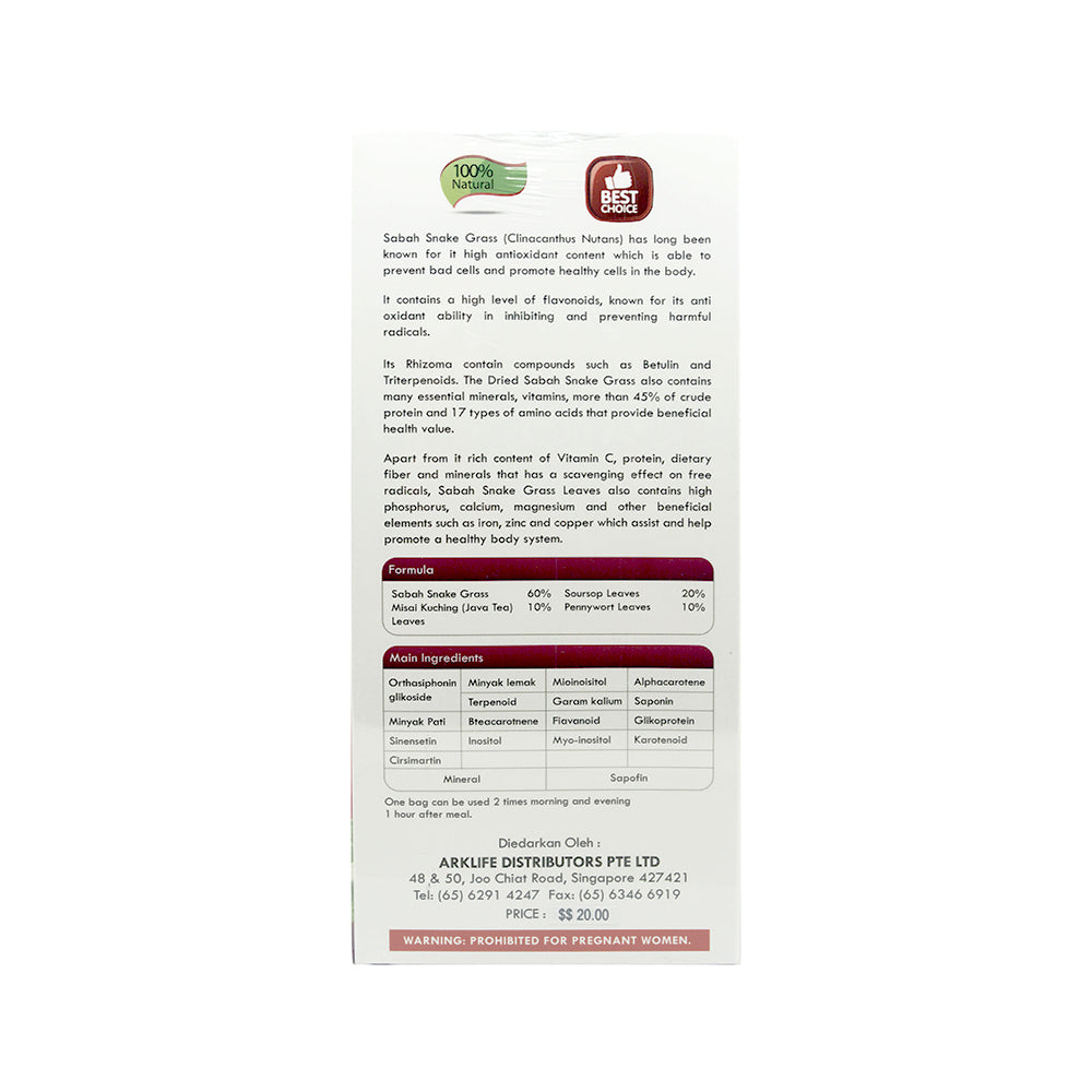 Global Herbs, Teh Daun Belalai Gajah, Plus Daun Durian Belanda 20 sachets x 2 g