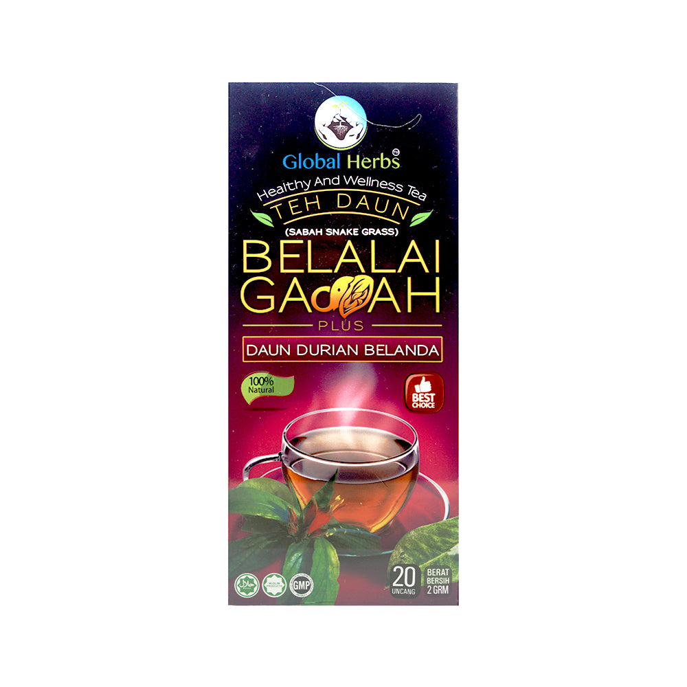 Global Herbs, Teh Daun Belalai Gajah, Plus Daun Durian Belanda 20 sachets x 2 g