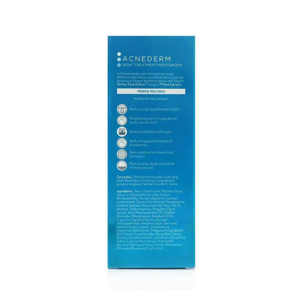 Wardah, Acnederm, Night Treatment Moisturizer, 40 ml