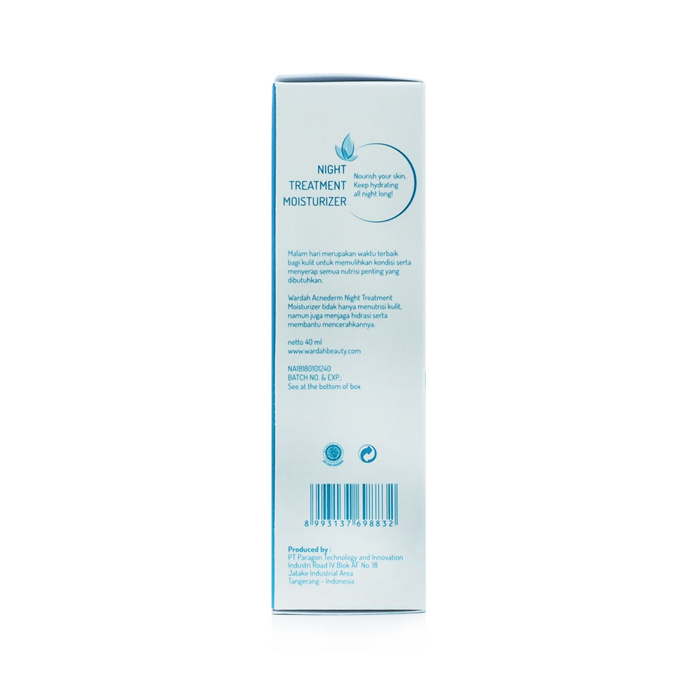 Wardah, Acnederm, Night Treatment Moisturizer, 40 ml