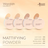 Wardah, Color Fit, Mattifying Powder, 22N Light Ivory, 15 g