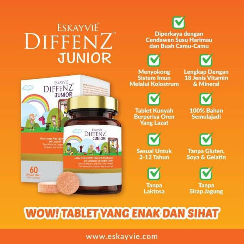 Eskayvie, Diffenz Junior Orange, 60 chew tablets