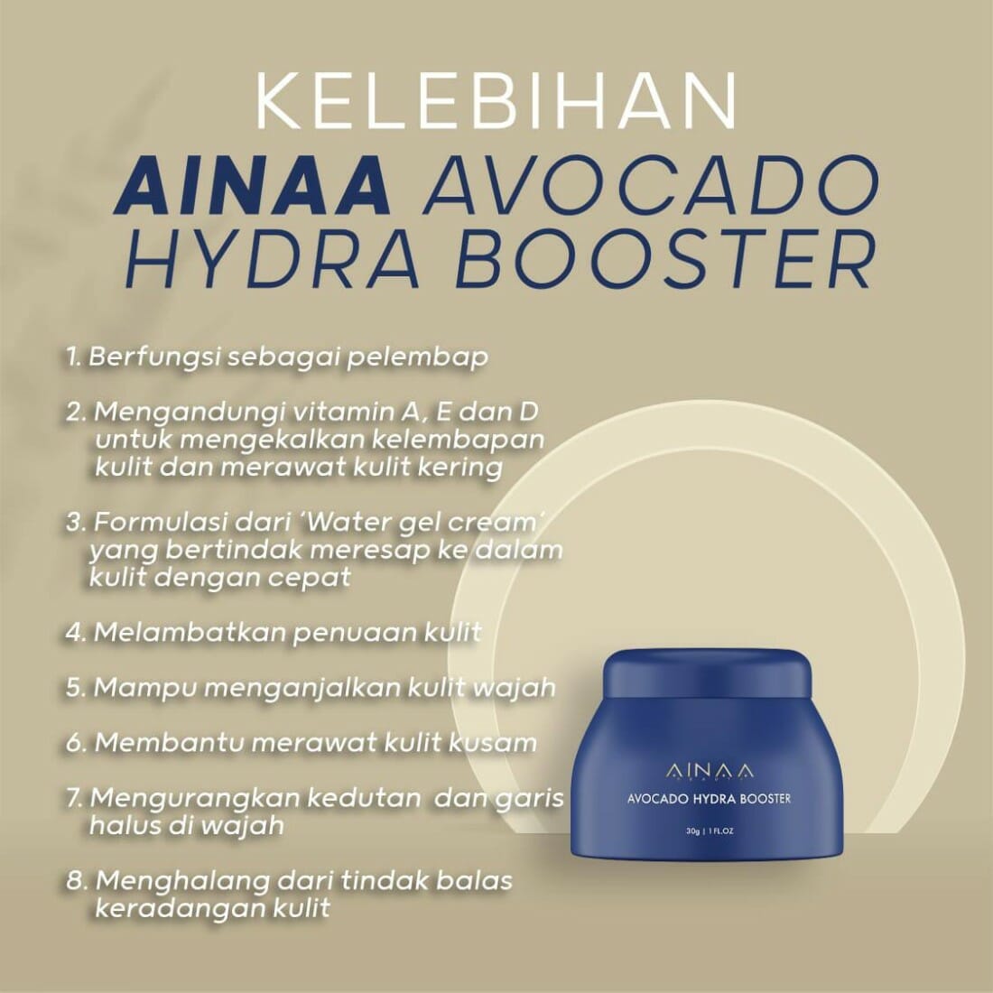 Ainaa Beauty, Moisturizer, Avocado Hydra Booster, 30 ml