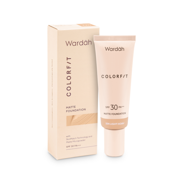 Wardah, Color Fit, Matte Foundation, 22N Light Ivory, 25 ml