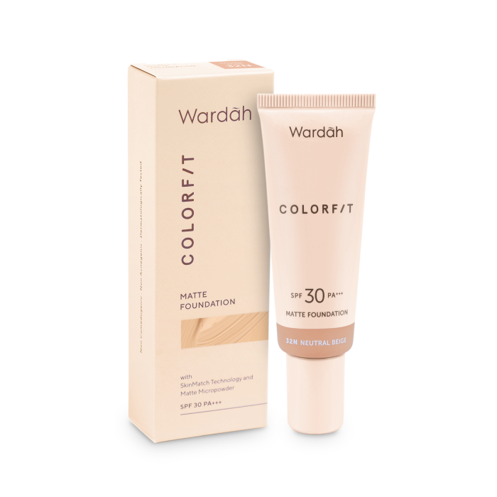Wardah, Color Fit, Matte Foundation, 32N Neutral Beige, 25 ml