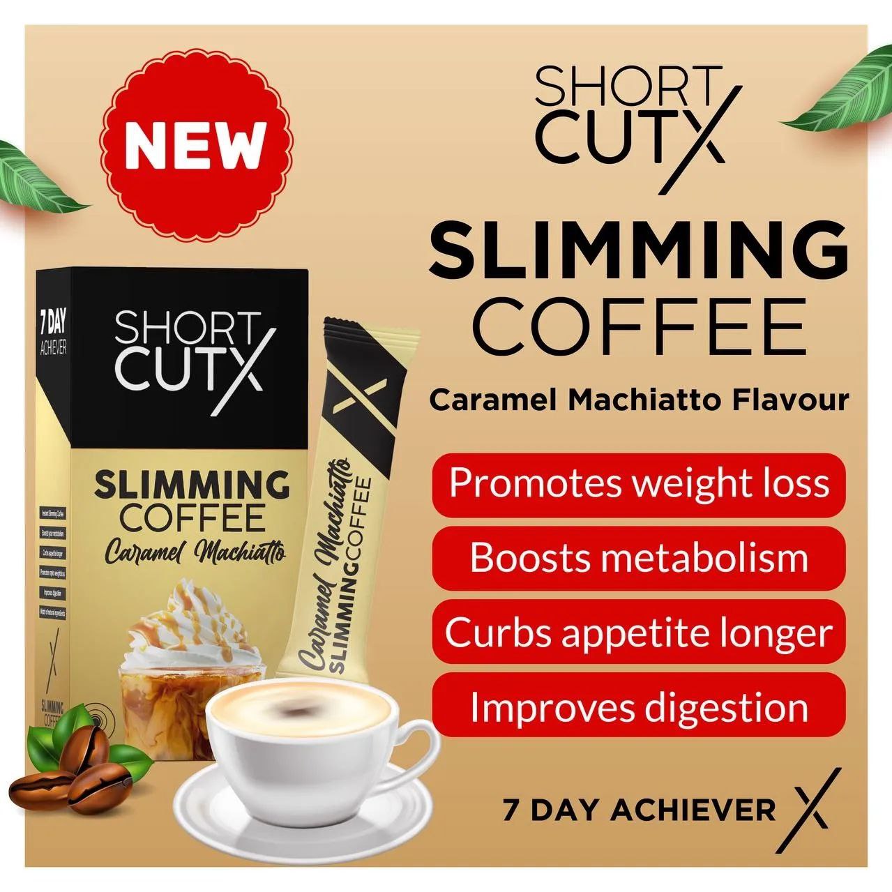 ShortCutx, Slimming Coffee, Caramel Machiatto, 7 sac x 25 g