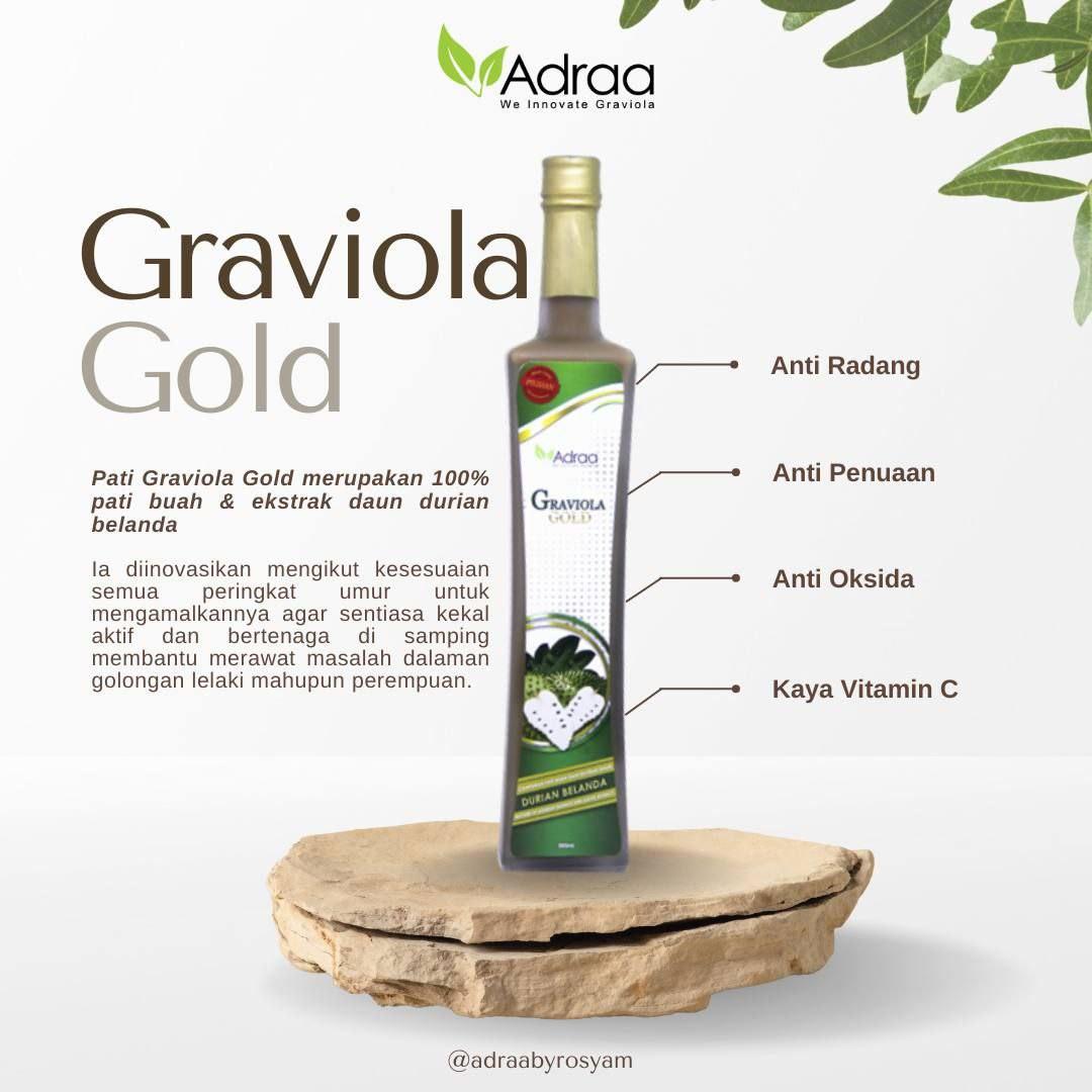 Adraa, Graviola Gold, Pati Buah Durian Belanda, 500 ml