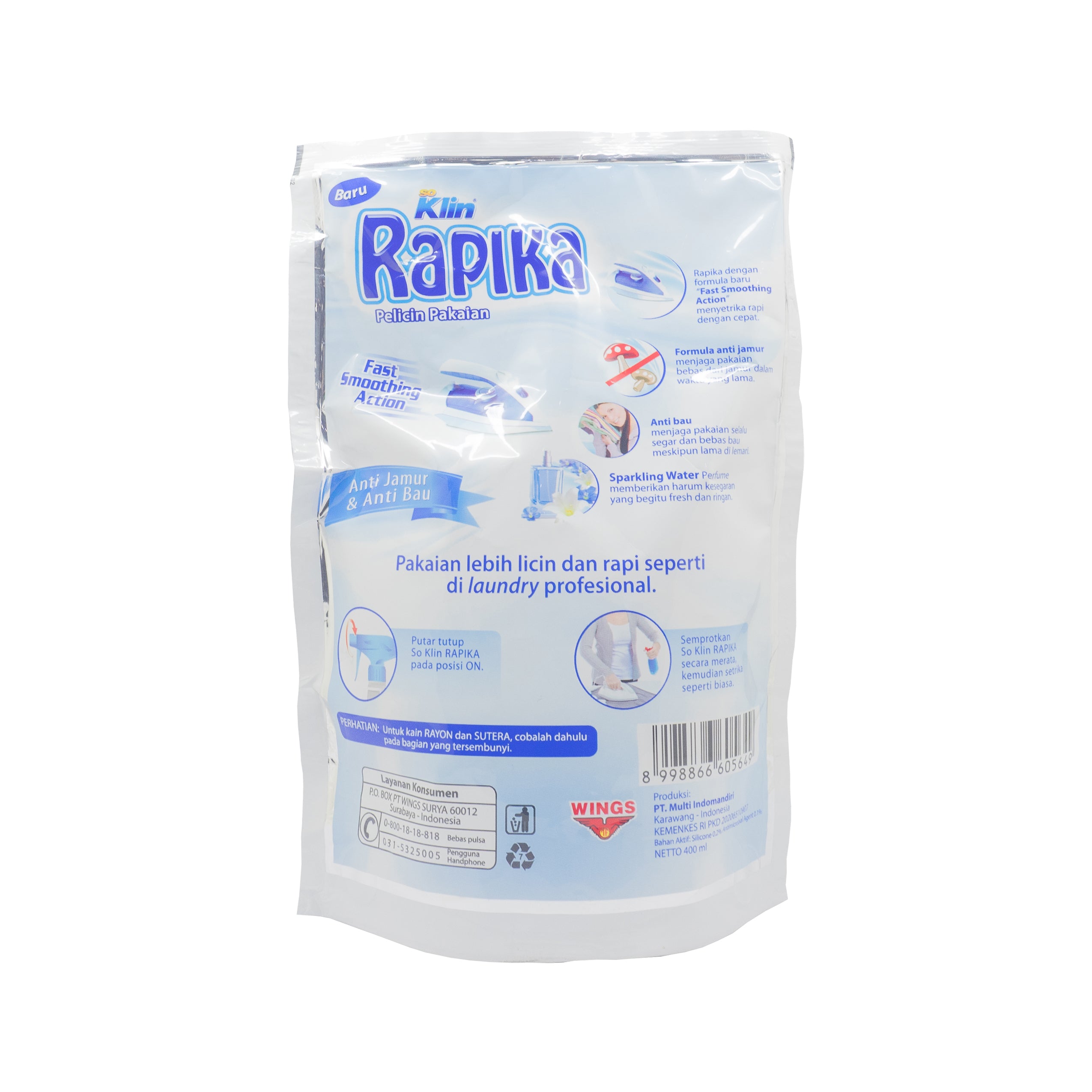 Rapika, Sparkling Water, Refill Blue, 450 ml