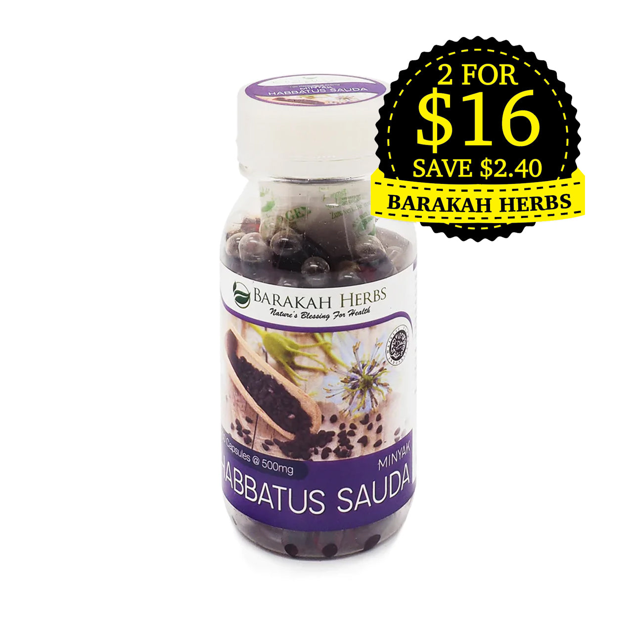 Barakah Herbs, Minyak Habbatus Sauda, 100 capsules