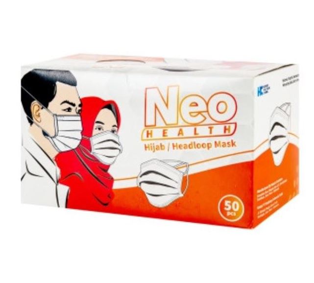 Neo Health, 3ply Hijab, Headloop Mask, 5pcs