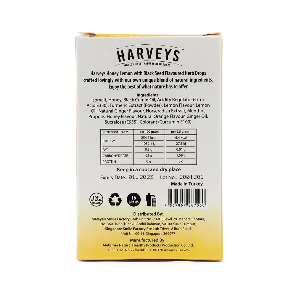 Harveys, Honey Lemon, with Black Seed Oil, 6 pcs