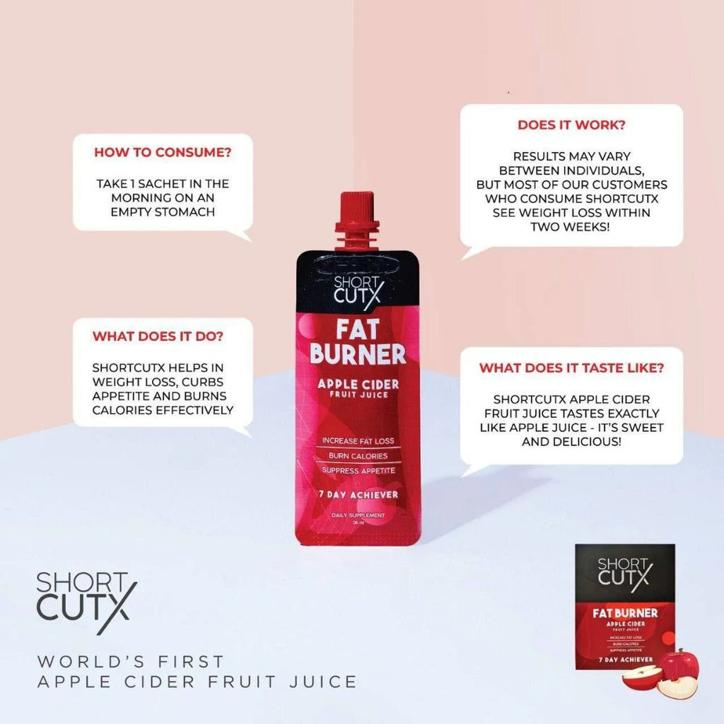 ShortCutx, Fat Burner, Apple Cider Fruit Juice, 7 sac x 35 ml Al