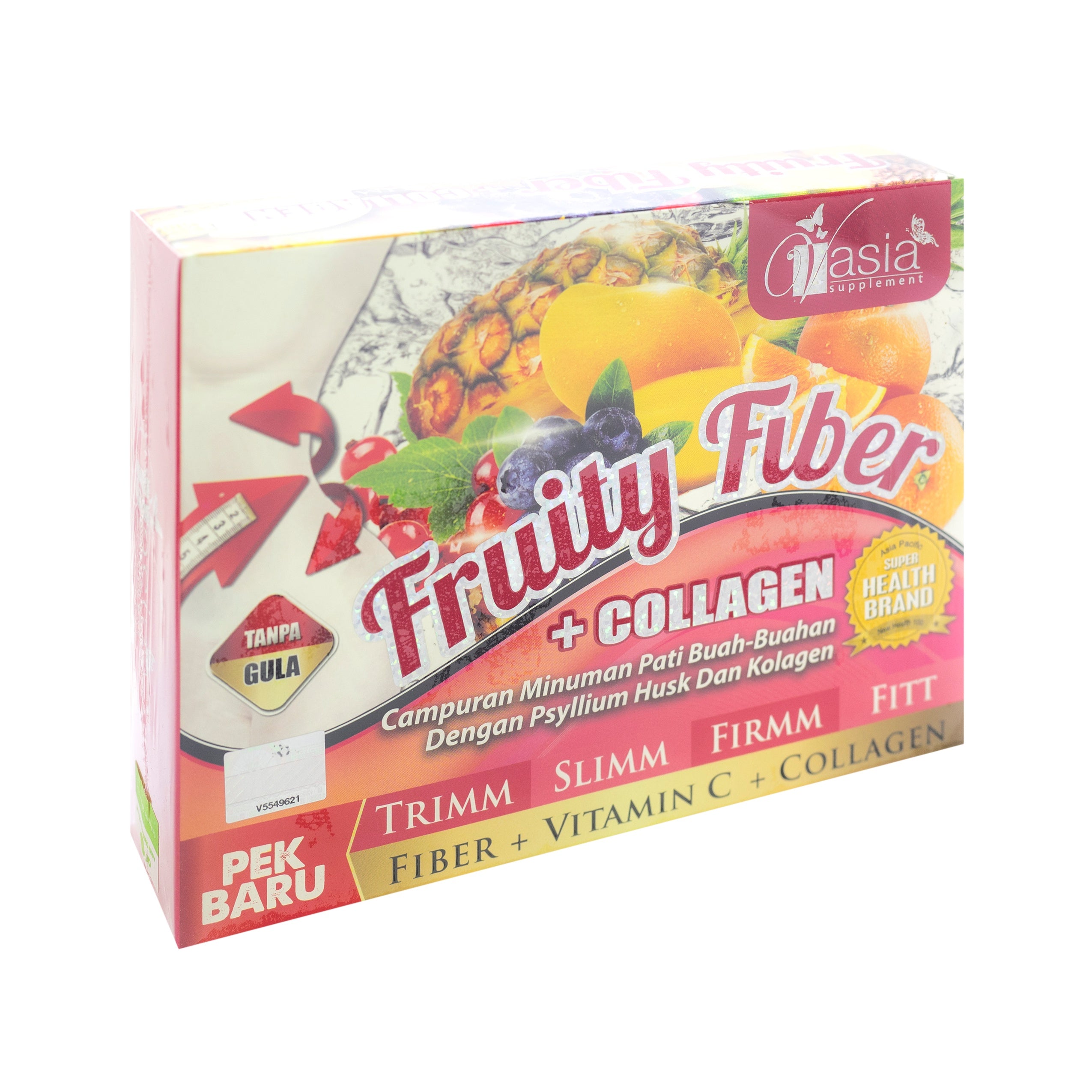 V'Asia, Fruity Fiber + Collagen, 10 sachets X 15 gm