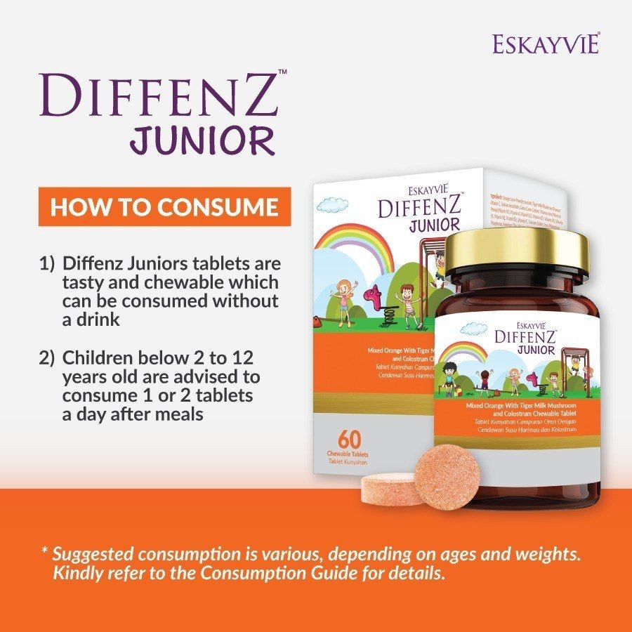 Eskayvie, Diffenz Junior Orange, 60 chew tablets – Al Barakah Health ...